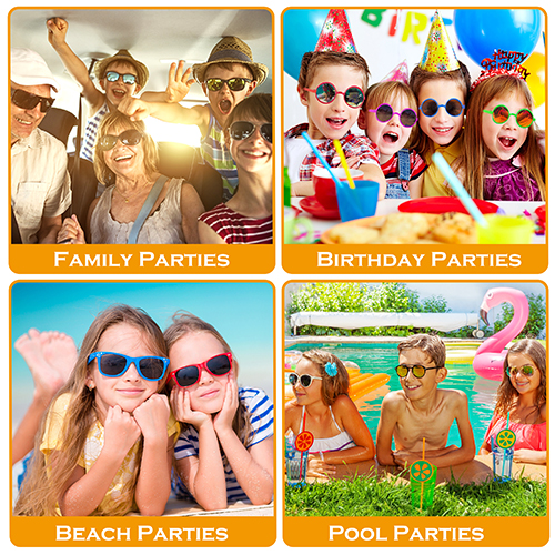 GINMIC 24Pack Kids Neon Round Sunglasses Party Favors  60's 