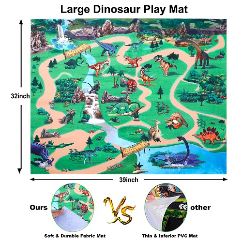 GINMIC 29 Piece Dinosaur Figurines Toys with Large Activity Play Mat