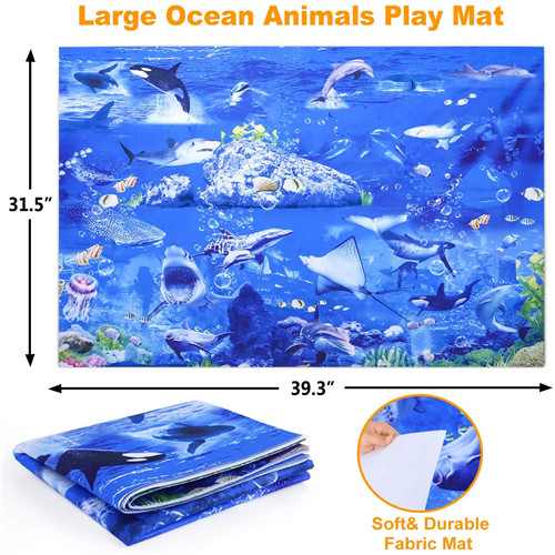 GINMIC Kids Ocean Animals Toys with Large Play Mat 