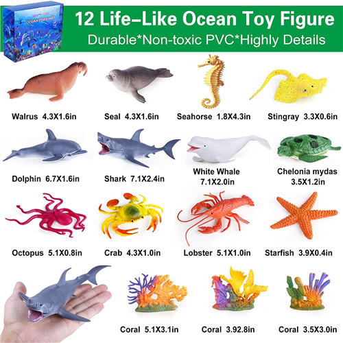 GINMIC Kids Ocean Animals Toys with Large Play Mat 